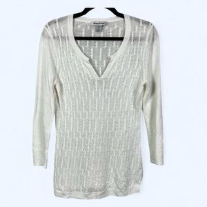 Tommy Bahama Women's 100% Linen Lightweight V Neck Knit Pullover Sweater Size M